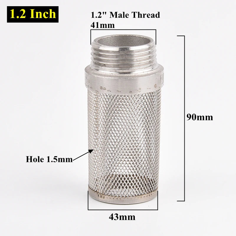 304 Stainless Steel Male Thread Mesh Cover Aquarium Fish Tank Water Pump Inlet Filter Screen Garden Irrigation Pump Hose Filters