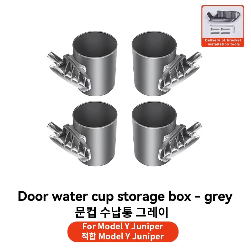 YZ For Tesla Model 3 Y Highland Juniper 2025 4 Pcs/Set Car Door Cup Holder Special Door Cup Storage Box Rack Car Accessories