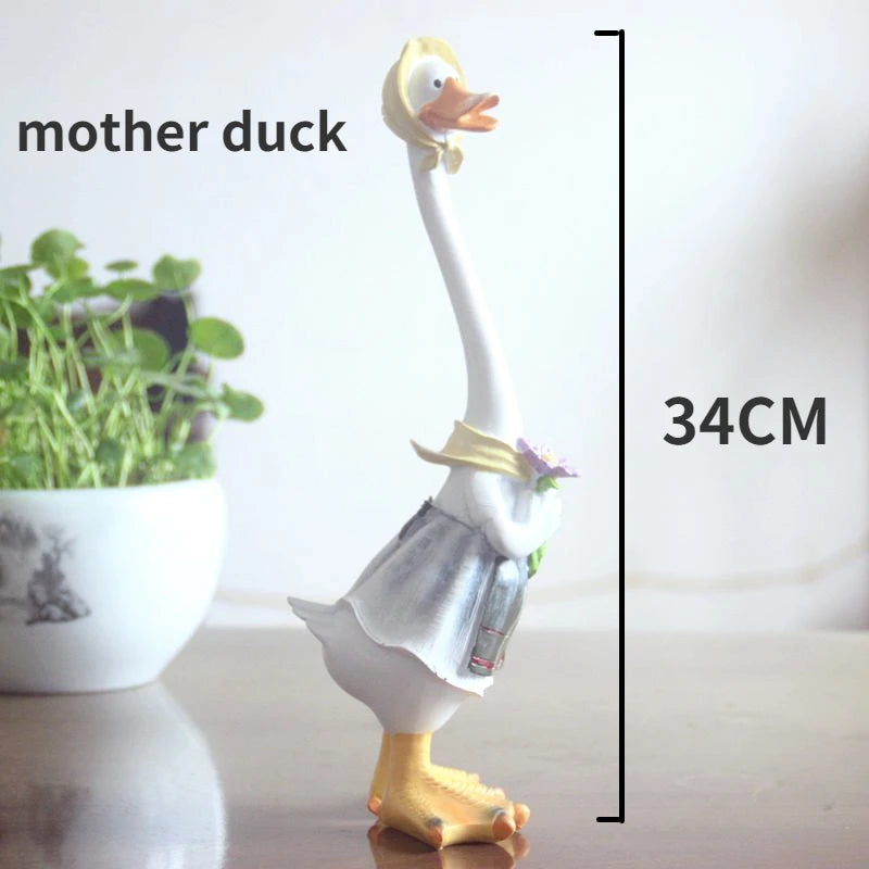 DIY Handmade Idyllic Simulation Resin Duck Animal Home Garden Courtyard Decoration Balcony Patio Decoration Garden Decor Statues