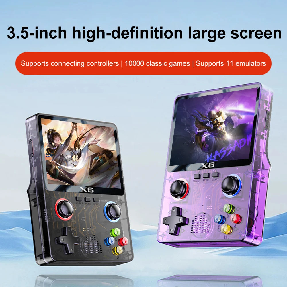X6 Portable Handheld Game Console - 3.5 Inch IPS Screen, 8000 Games, 2 Player Support | AlluCanFind