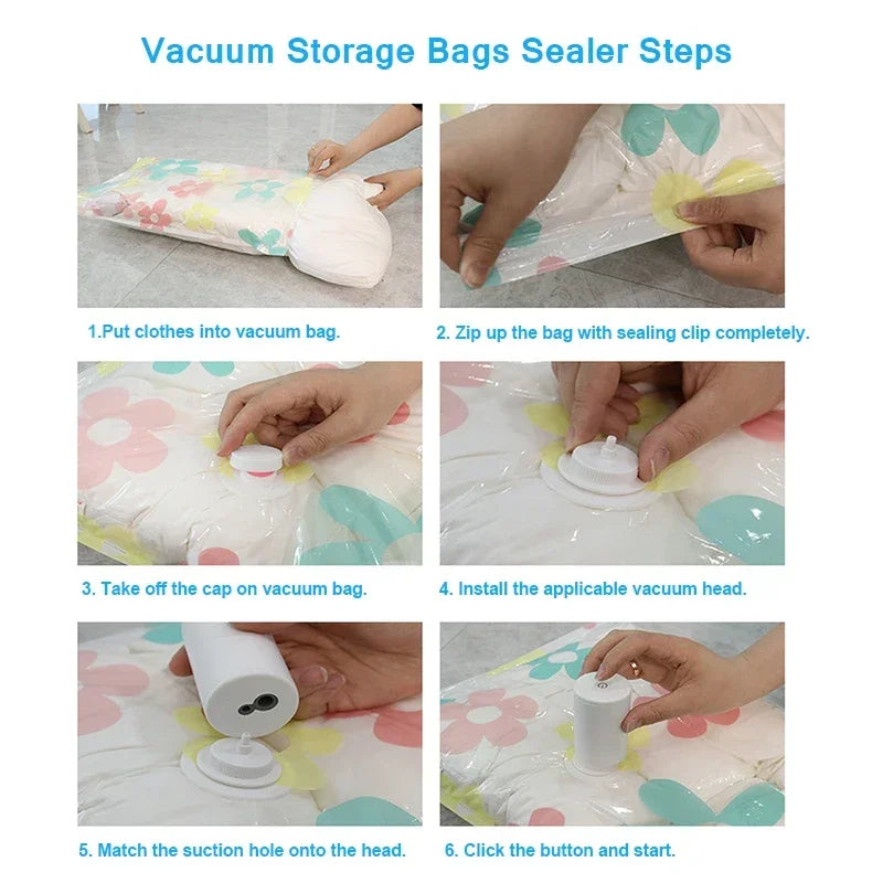 Cordless Electric Vacuum Bag Sealer Pump, Portable USB Charge Vacuum Compression Machine for Food Clothes Storage Bags