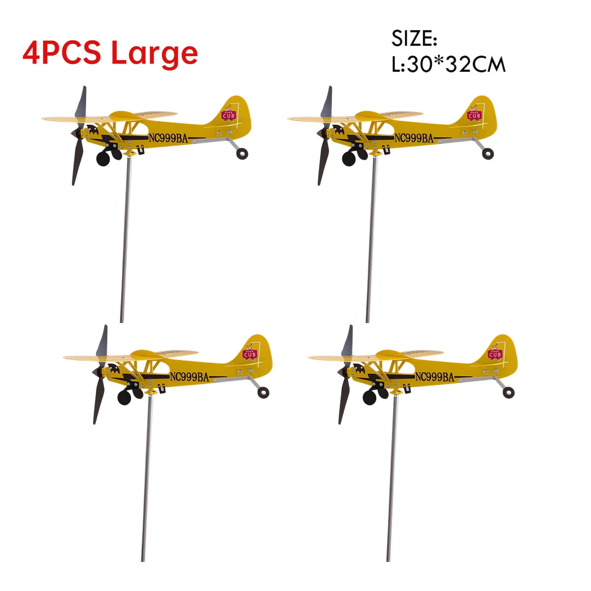 3D Piper J3 Cub Wind Spinner Plane Metal Airplane Weather Vane Outdoor Roof Wind Direction Indicator WeatherVane Garden Decor