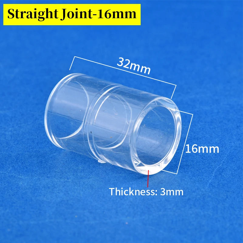 16mm Clear Acrylic Pipe Aquarium Fish Tank 90° Elbow Tee End Plug Connector Plexiglass Water Supply Tube Fittings DIY Connector