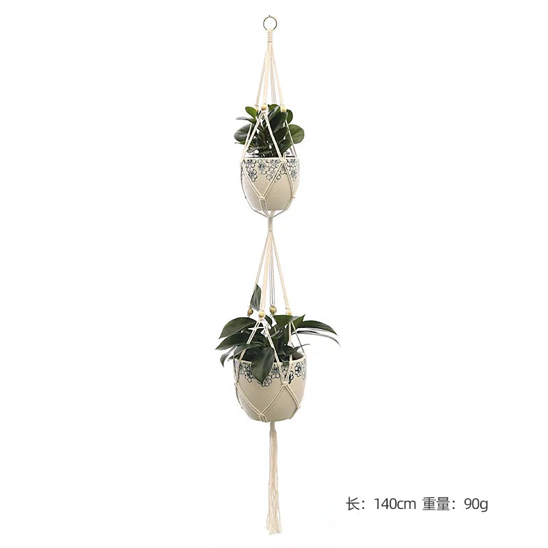 Hanging Plant Handmade Macrame Plant Hanger Flower Pot Planter Hanger Wall Decor Courtyard Garden Hanging Planter Hanging Basket