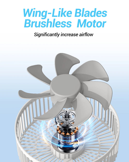 KASYDoFF Portable Oscillating Desk Fan, 8 Inch& 5400mAh USB Battery Op
