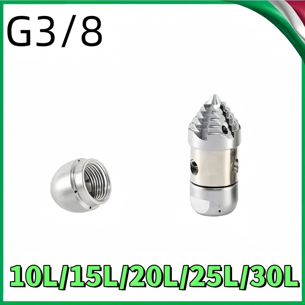 G3/8 Internal Thread Sewer Cleaning Nozzle Pipeline Dredging Tool High Pressure Cleaning Machine Nozzle Stainless steel Material