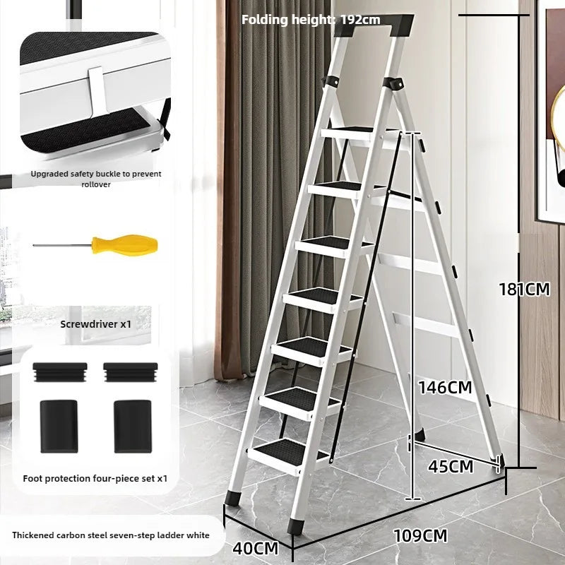 Home ladder stool folding zigzag ladder anti slip pedal ladder indoor