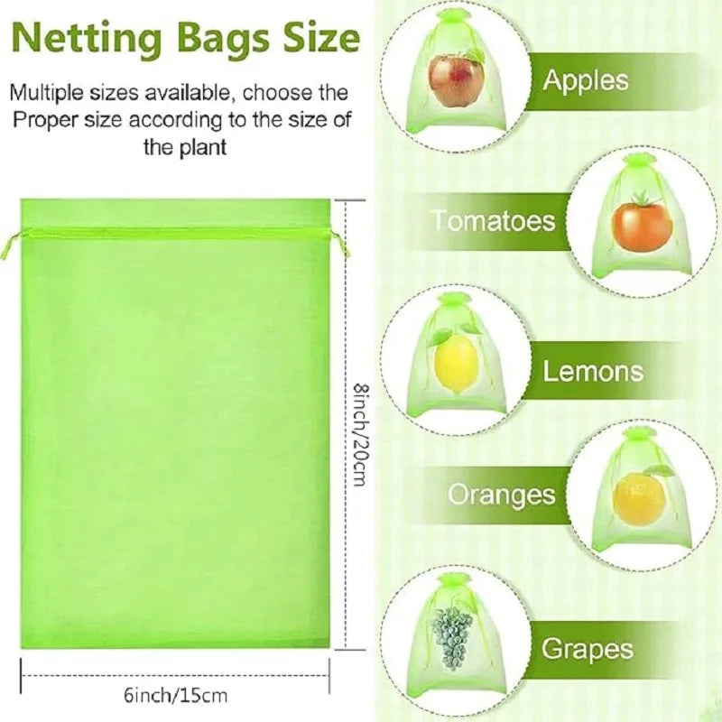100pcs Fruit Protection Net Bags Pest Control Anti-Bird Netting Strawberry Mesh Bag Vegetable Netting Cover Gardening Tool