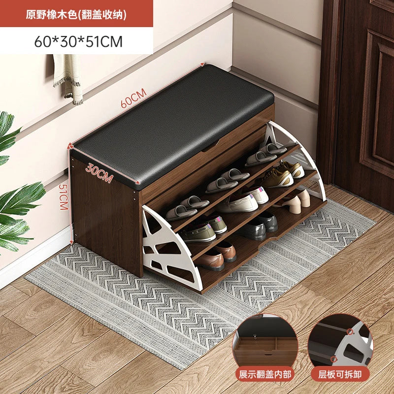 Shoe Change Stool at the Entrance to the Door, Household Seated Shoe Cabinet Seat, Integrated Shoe Rack, Soft