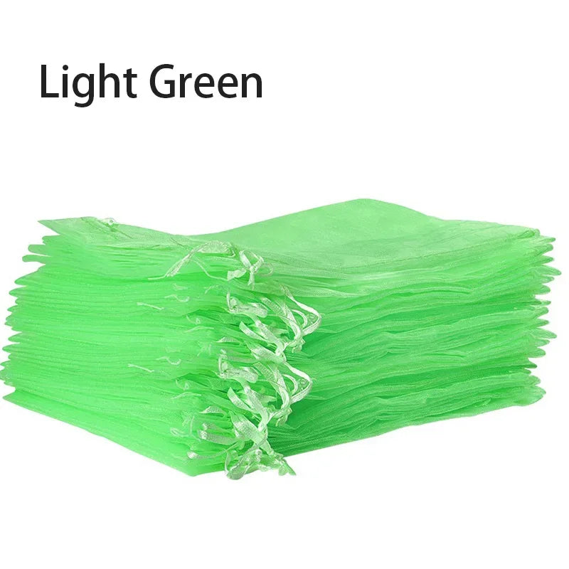 50/100Pcs Fruit Grape Protection Bags With Drawstring Garden Mesh Netting Bags Plant Cover Mesh Bag for Fruit Flower Vegetables