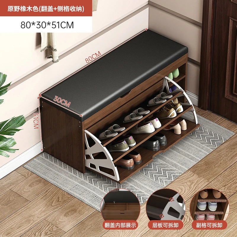 Shoe Change Stool at the Entrance to the Door, Household Seated Shoe Cabinet Seat, Integrated Shoe Rack, Soft