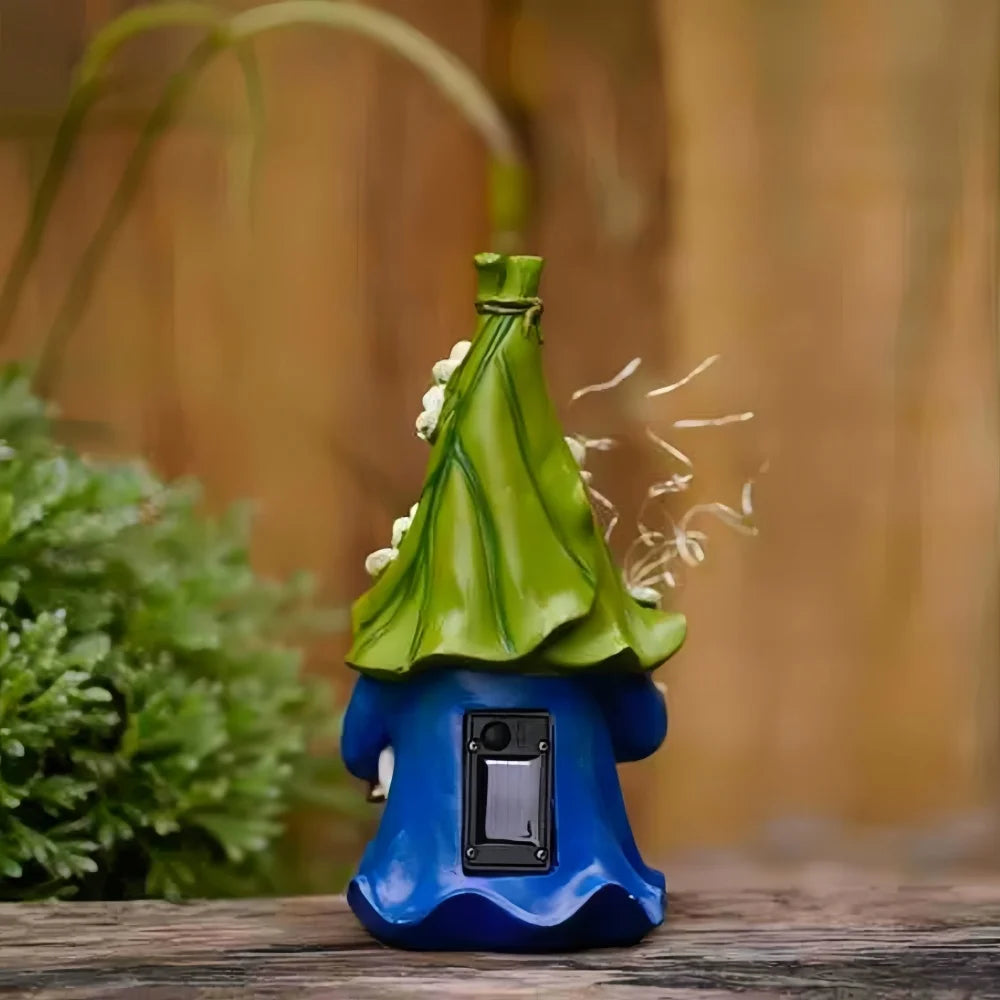Gnome Garden Decor Statue Solar Gnomes Decorations for Yard with String Light Outdoor Decorations for Patio Mom Gift