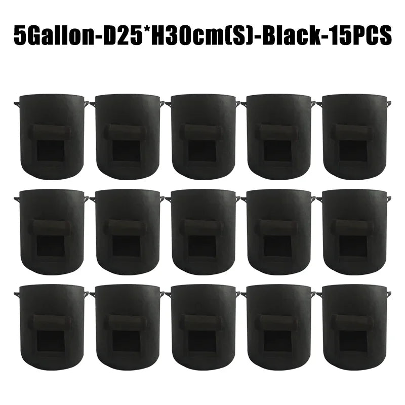 5/10Gallon Felt Plant Grow Bags Nonwoven Fabric Garden Potato Pot Greenhouse Vegetable Growing Bags Moisturizing Vertical Tools