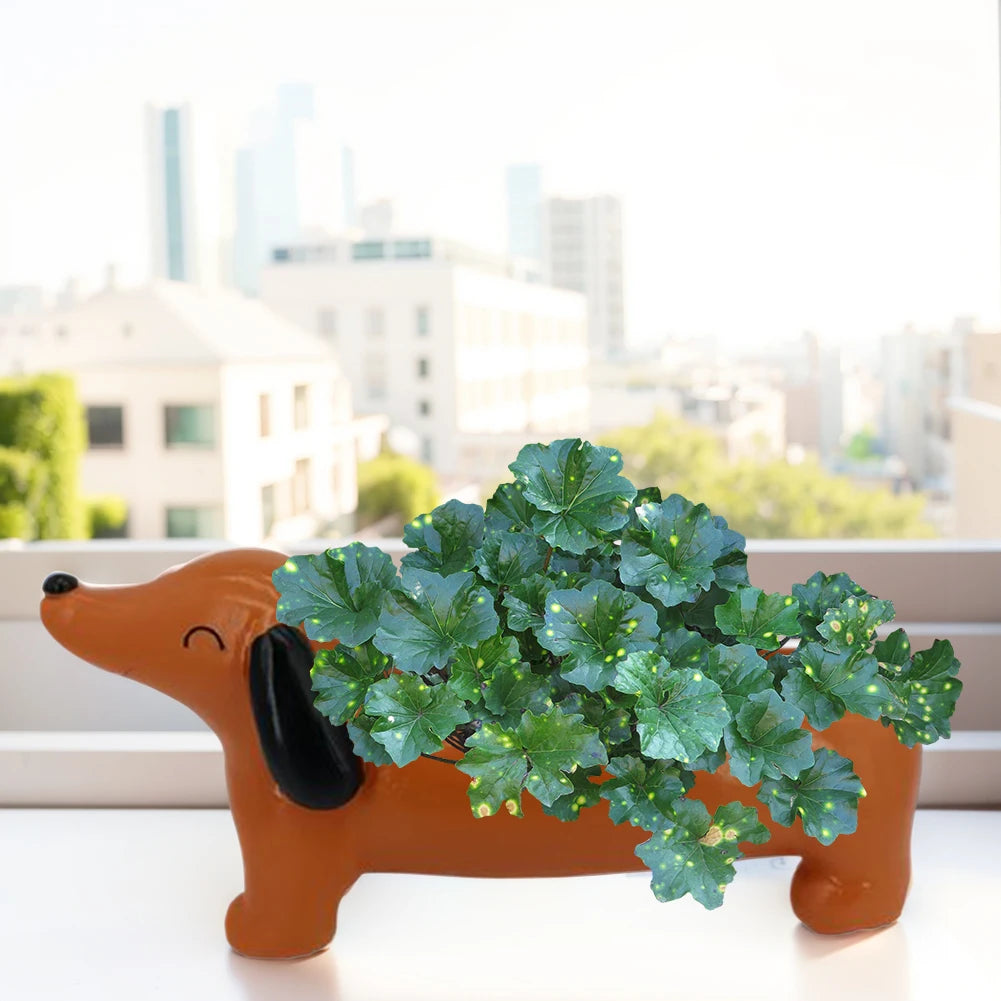 Cute Dog Plant Pot Dachshund Flower Pot Resin Flower Planter Succulent Flower Planter Aesthetic For Indoor Outdoor Garden Decor