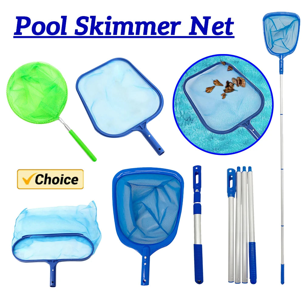 Telescopic Pond Bathtub Pool Cleaning Nets Debris Salvage Mesh Swimming Pool Cleaner Skimmer Leaf Catcher Net Bag with Rod