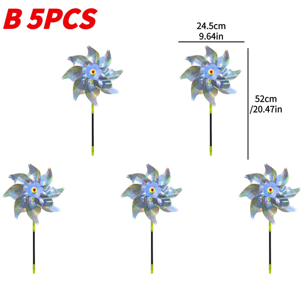 5/10PCS Bird Repeller Reflective Windmill Pinwheel Bird-Scaring Windmill Spinner for Garden Lawn Yard Decor and Keep Birds Away
