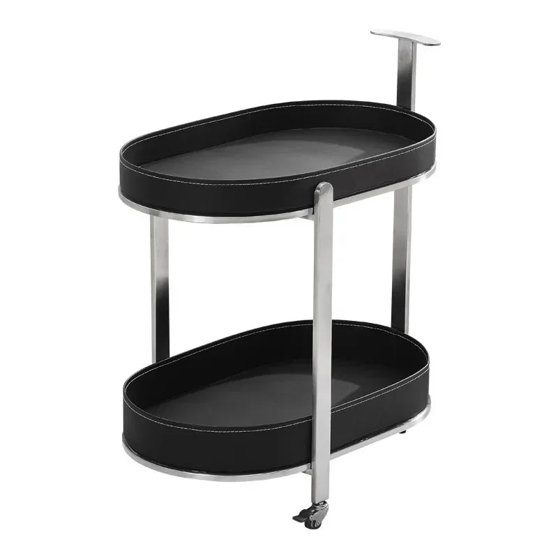 Creative Sofa Side Table with Storage, Internet Famous Coffee Table, Movable Leather and Stainless Steel Design, Modern