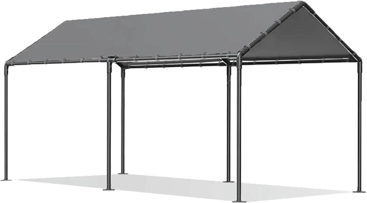 10x20 Heavy Duty, Metal Carport Waterproof Carports Garage Tent with 6 Steel Stakes Outdoor for Car Tuck Boat SUV Party