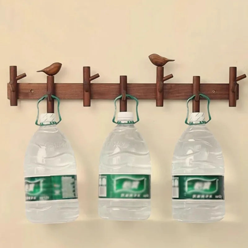 Creative Clothes Hanger Foyer Entrance Wood Hangers Multifunctional Bag Key Coat Hook Wall Mount Coat Racks Hanging Organizers