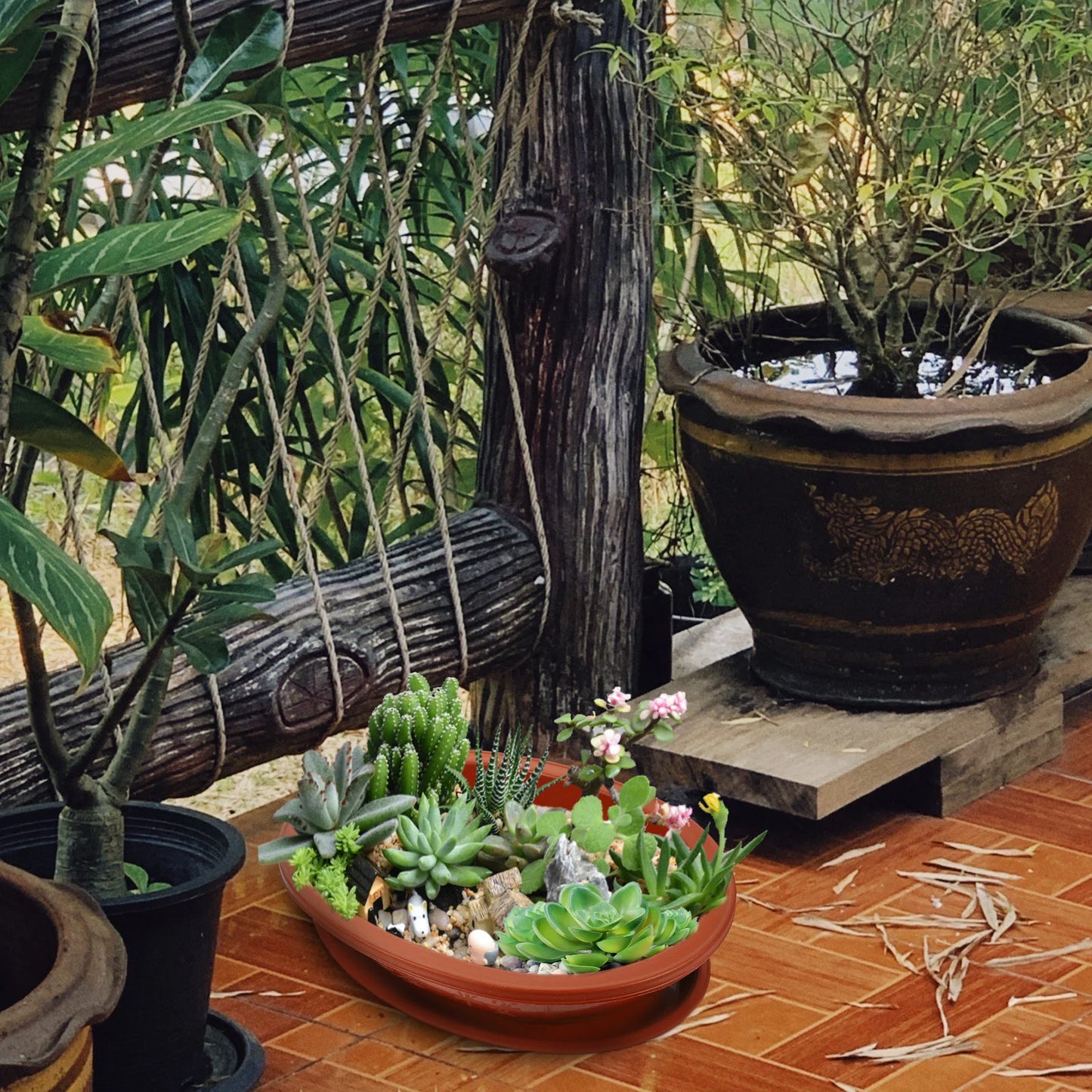 Oval Plastic Flower Pot Breathable Planter With Drainage Holes For Bonsai Indoor Gardening Flower Pots Planters Household