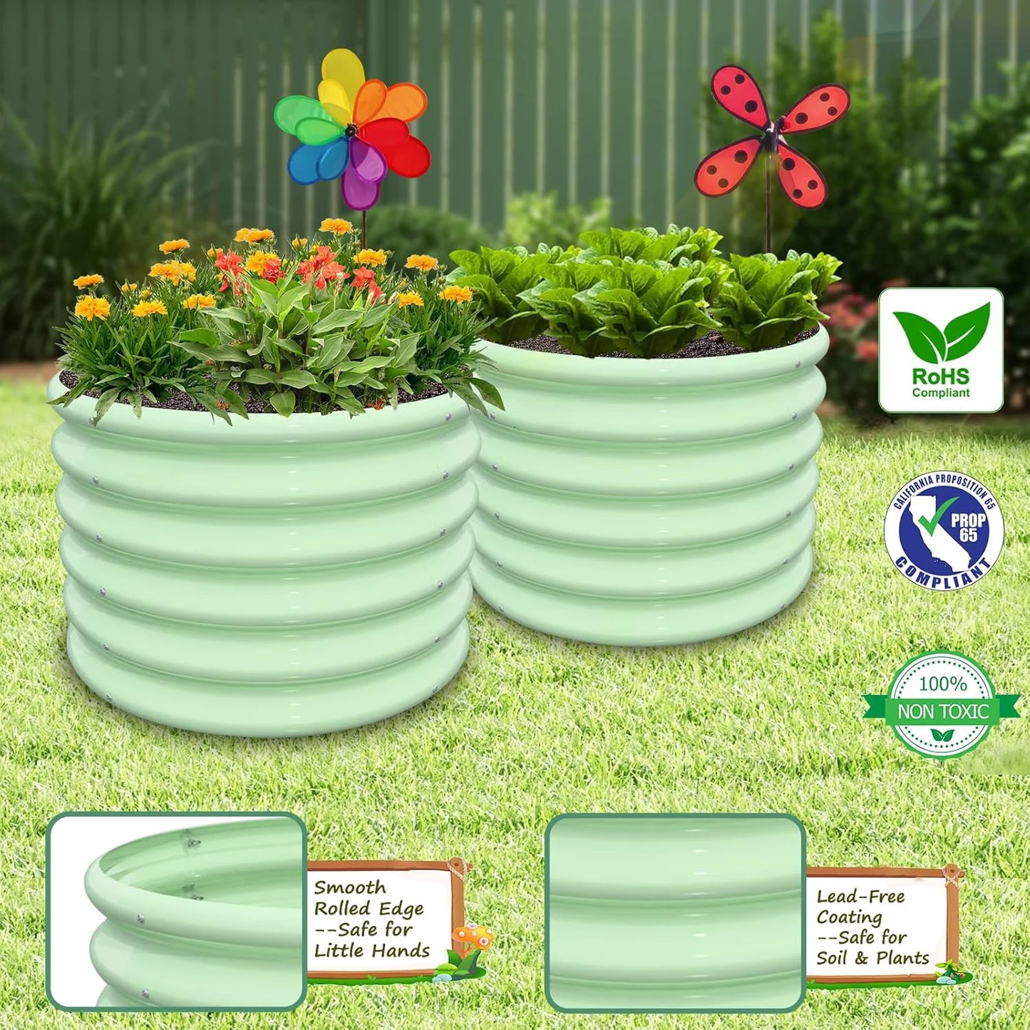Round Metal Planter Boxes (4-Pack)