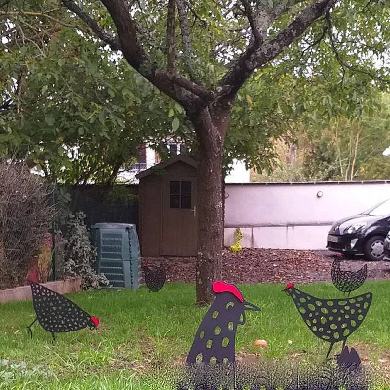 1Pc Yard Chicken Decor Ornaments Chicken Art Garden Decor Outdoor Garden Backyard Pile Acrylic Hen Patio Decoration Supplies