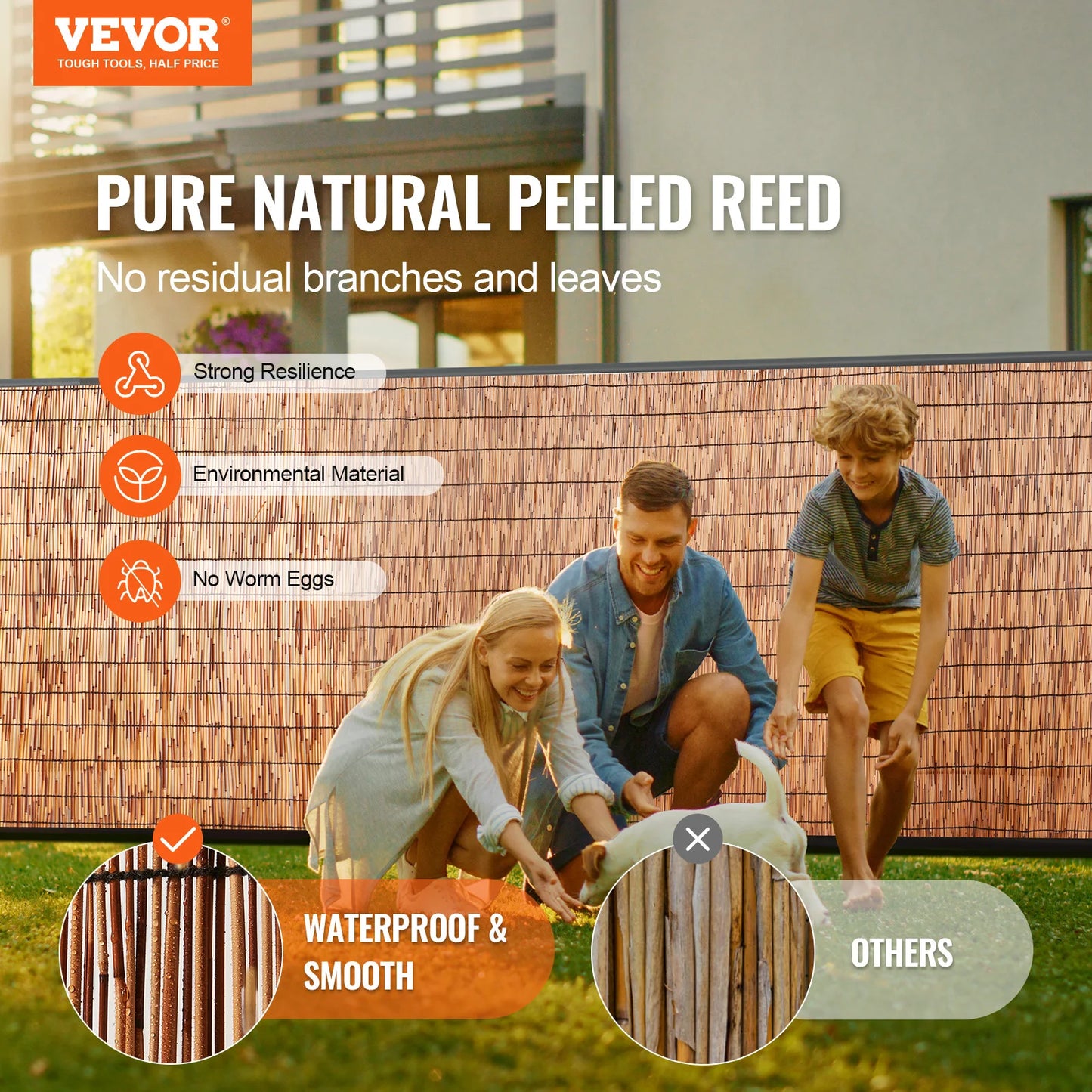 VEVOR Natural Reed Fencing 3.3 ft x 13.3 ftBalcony Reed Fence Roll for Outdoor Backyard Patio Decorative Fence Fencing Divider