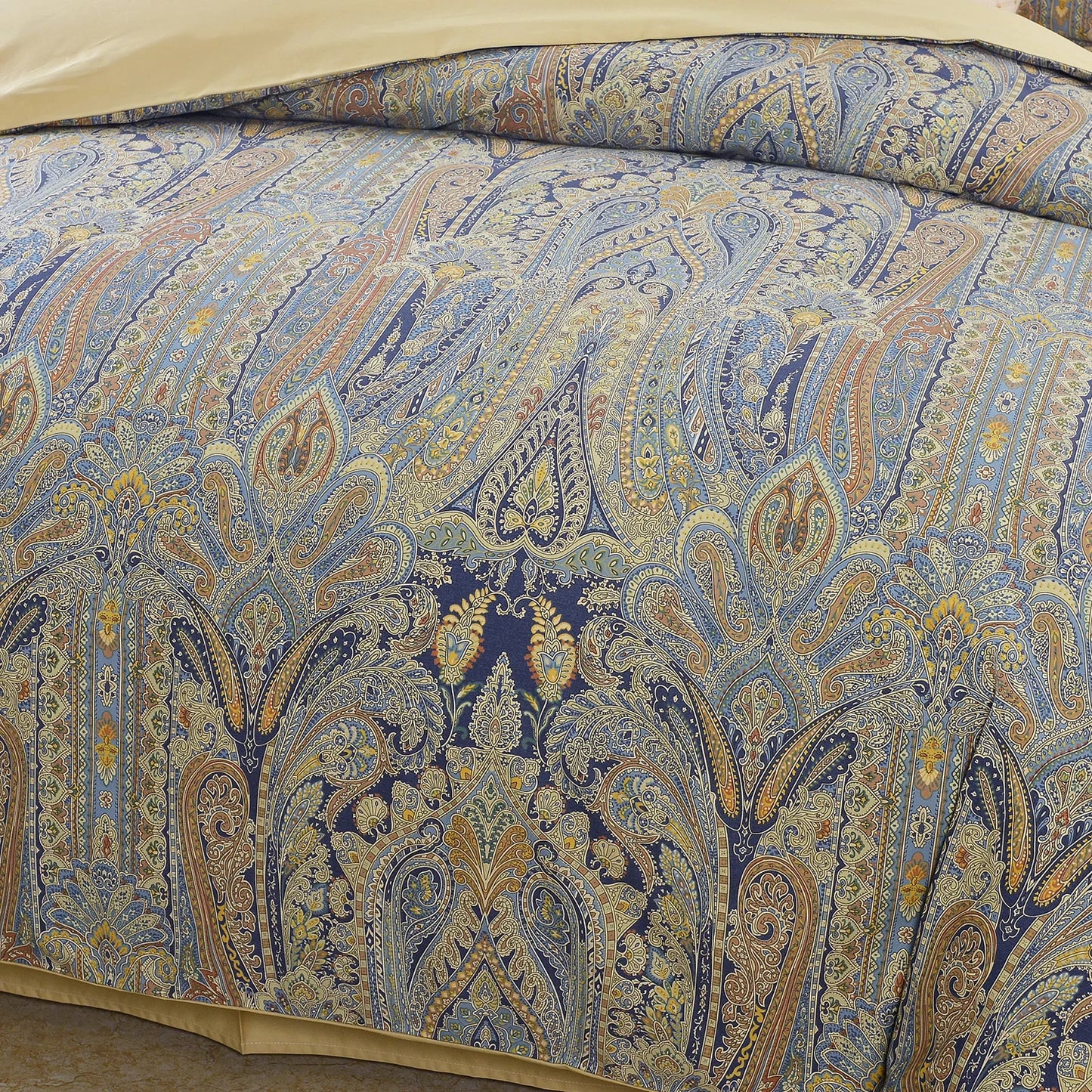 3pcs 600TC 100% Egyptian Cotton Duvet Cover Set, Vintage Bohemian Paisley Royal, Soft Skin-Friendly (No Inserts)