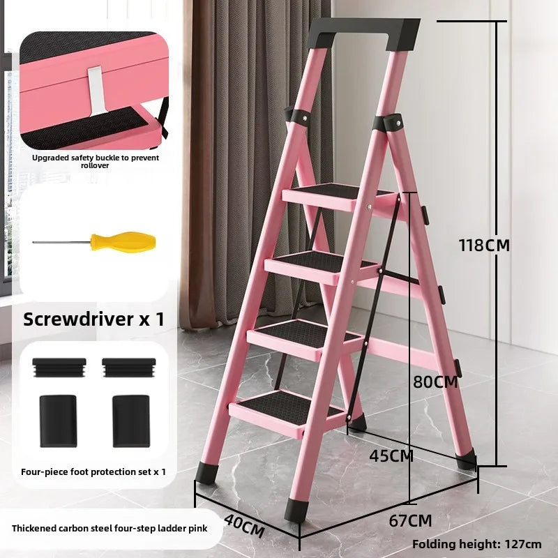 Home ladder stool folding zigzag ladder anti slip pedal ladder indoor