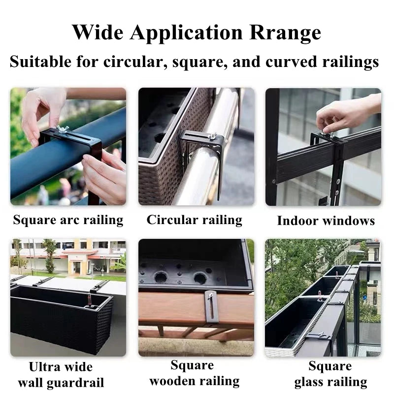 1 Pair Hanging Flower Planter Hooks Plant Pot Box Holders Adjustable Hanger For Flower basket  Balcony Yard Garden Wall Decor