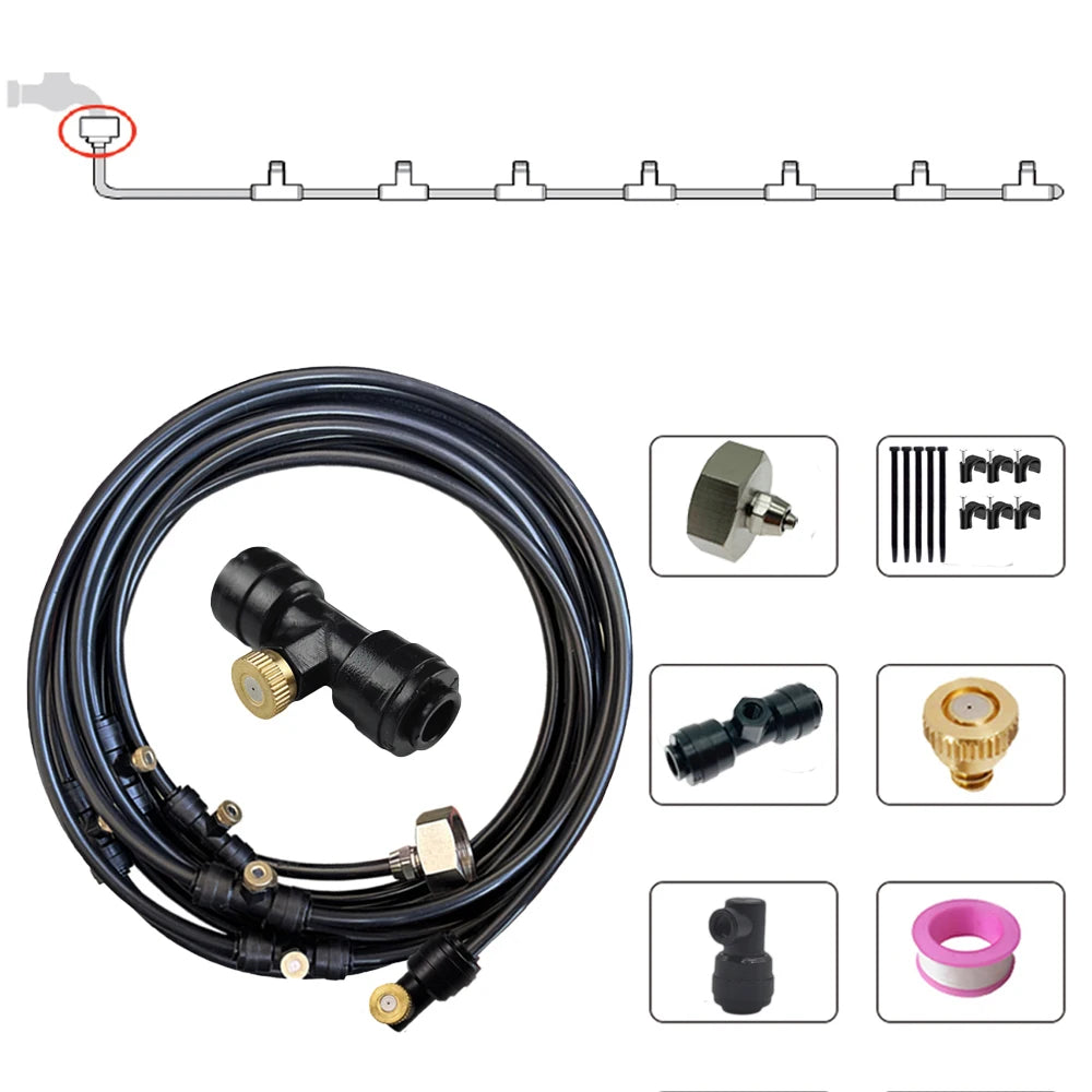 Patio Misters for Cooling Backyard Water Mister Kit for Waterpark, Garden, Greenhouse, Canopy, Porch, Umbrella Gazebo Trampoline