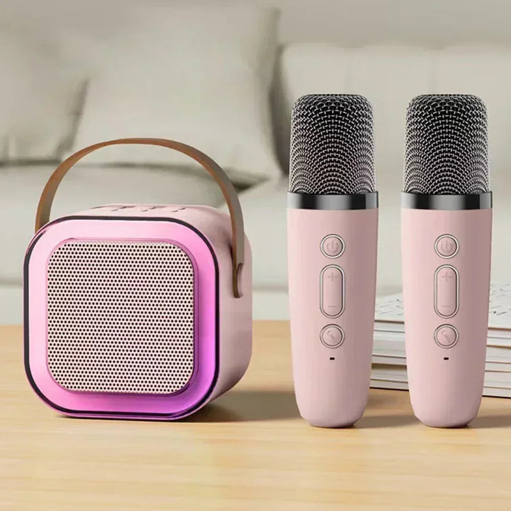 Portable Bluetooth Karaoke Machine - Wireless Speaker w/ 2 Microphones, RGB, for Kids Home Gift | AlluCanFind