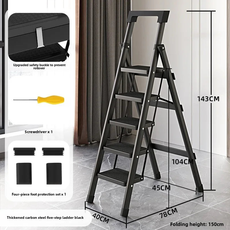 Home ladder stool folding zigzag ladder anti slip pedal ladder indoor