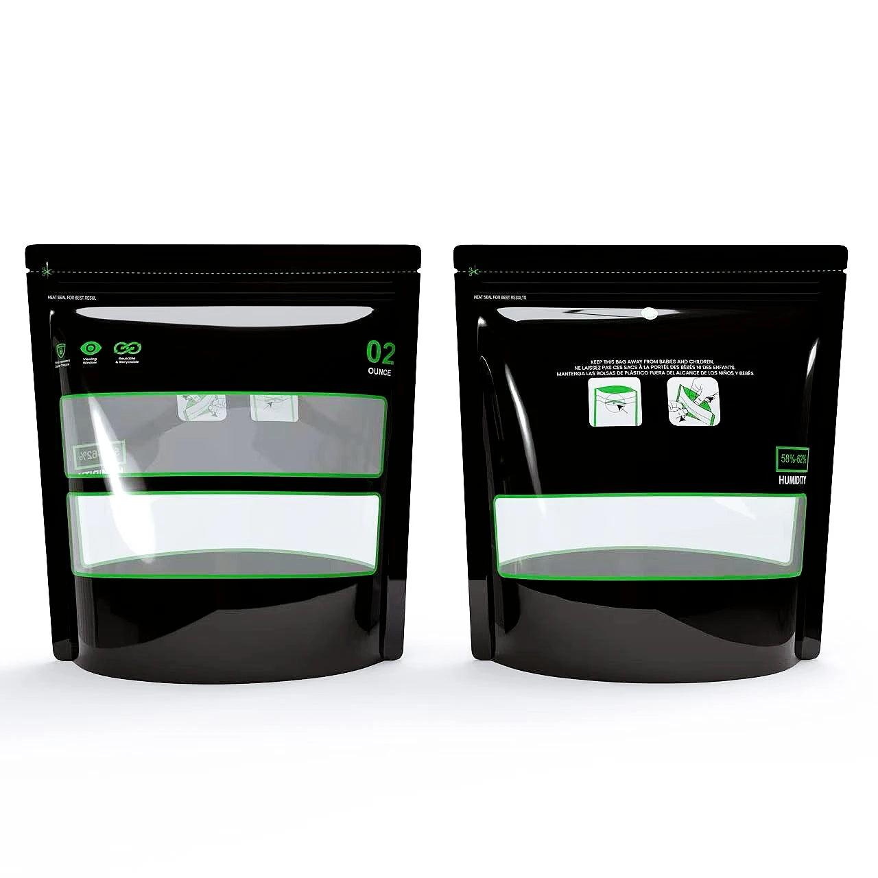 1 Ounce 2oz 4oz 8oz 1Pound, Bags Lock & Seal Storage & Curing Bags Heat Sealable 58%-62% RH Terp Cultivation Pouches Smell proof