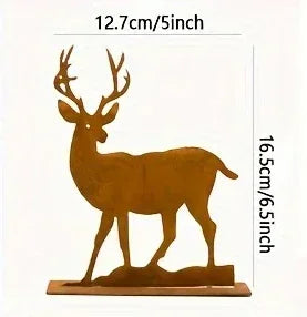 Rustic Metal Spruce Tree & Elk Ornaments: Ideal Hunting Decor & Gifts for Christmas and New Year's Holiday Celebrations