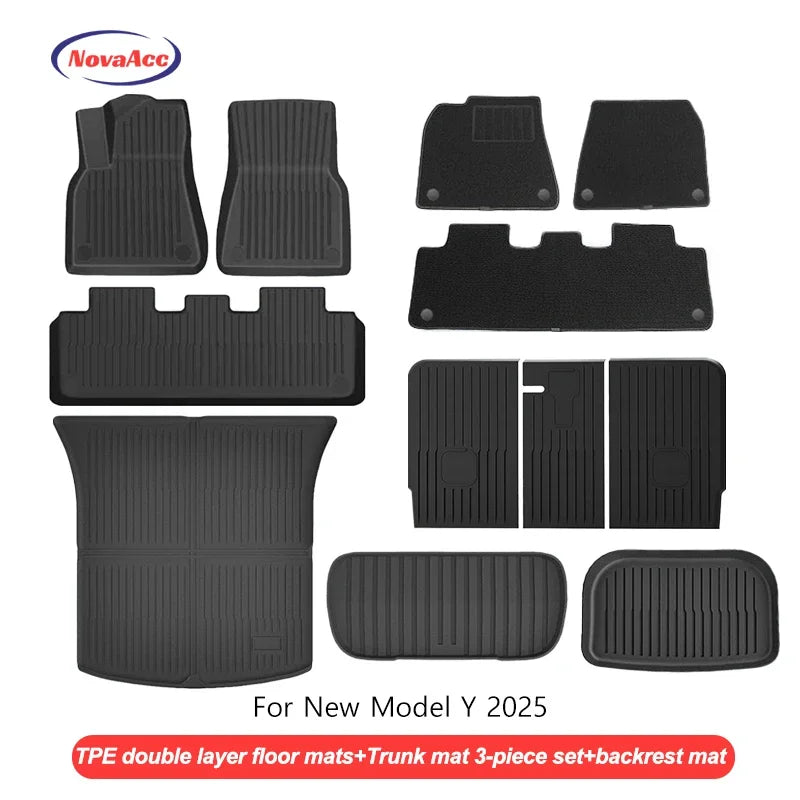 Floor Mats For Tesla Model Y 2025+ Juniper TPE All-Weather Waterproof Trunk Mat Liner Non-Slip Car Interior Protection