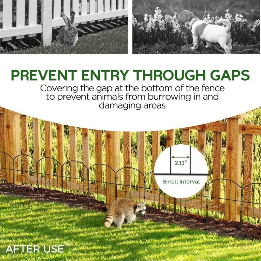 Heavy-Duty Metal Garden Fence Panels 10ft x 24in Rustproof Animal Barrier, No Dig Decorative Border for Dogs, Flower Bed, Patio