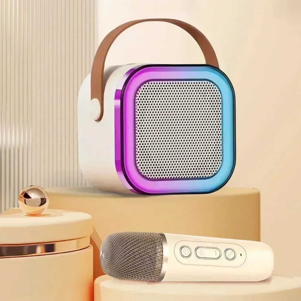 Portable Bluetooth Karaoke Machine - Wireless Speaker w/ 2 Microphones, RGB, for Kids Home Gift | AlluCanFind