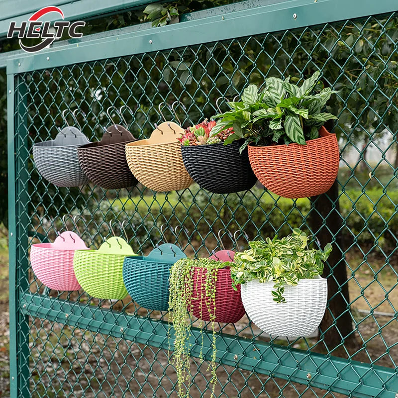 1PC Flower Pot Exquisite Wall-mounted Plastic Wall Hanging Basket Flowerpot For Outdoor Garden Balcony Planter Bucket Home Decor