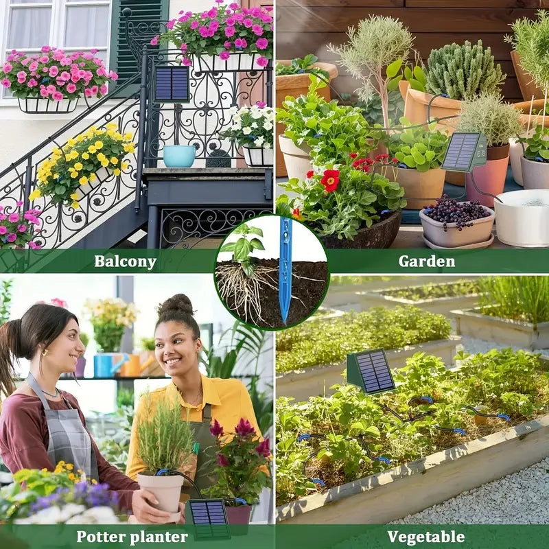 1pc DIY Solar-Powered Automatic Drip Irrigation System  for Raised Beds Greenhouses Vegetable Gardens Balcony Hanging Plants