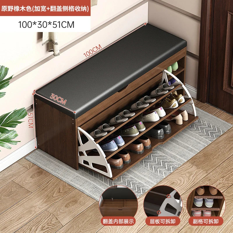 Shoe Change Stool at the Entrance to the Door, Household Seated Shoe Cabinet Seat, Integrated Shoe Rack, Soft