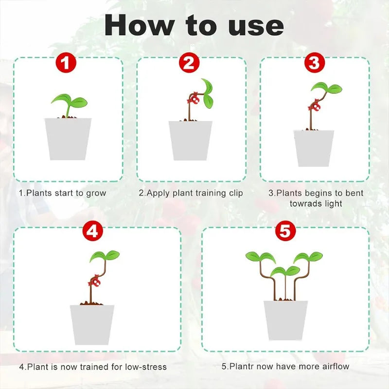 100/10Pcs Plant Clamp Bending Device Flower Vine Branches Plant Stem Training Clips Plant Growth Bender Control Support Clamps
