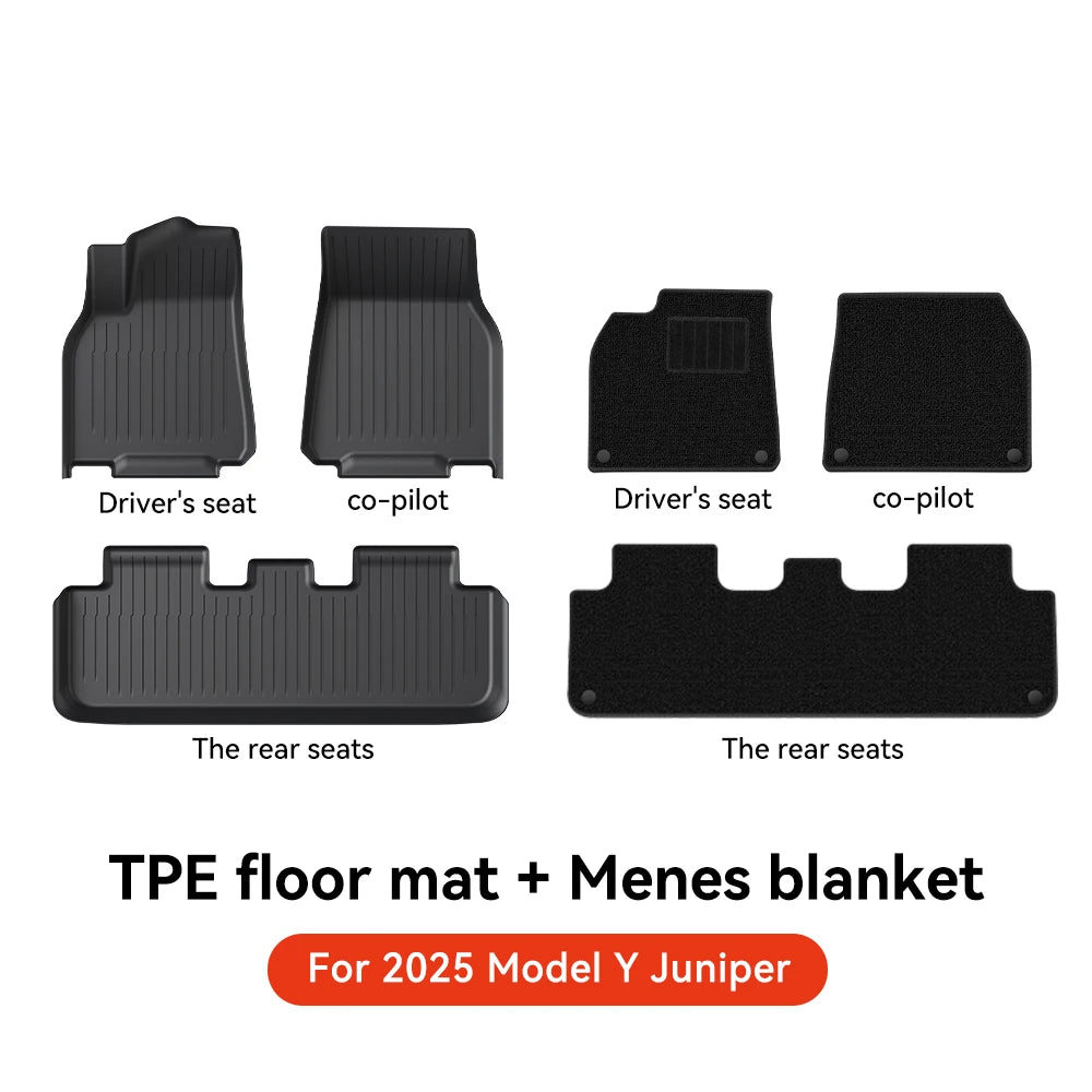YZ TPE Car Floor Mats for Tesla Model Y Juniper 2025 Luggage Mat Set Four Seasons Waterproof Anti-slip Trunk Mat