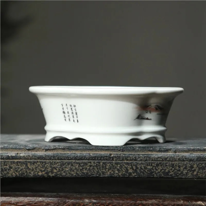 2025 Yixing Purple Sand Flowerpot Ceramic Hand-Made Landscape Bonsai Pot Chinese Style Classical Flower Pot Home Decor 1PCS