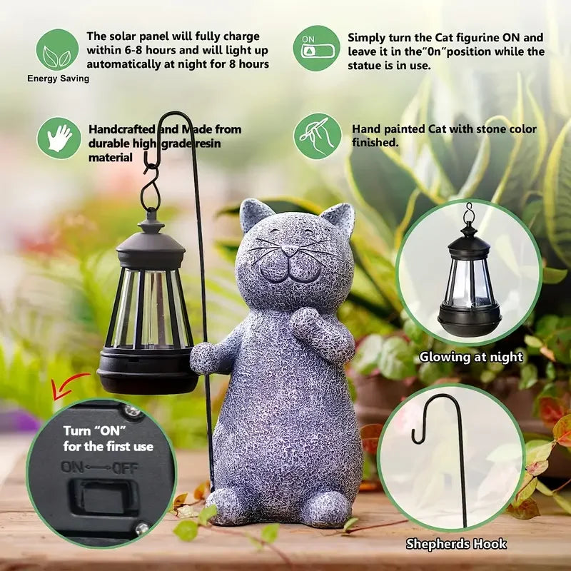Cute Solar-Powered Kitten Lights - Waterproof Garden Decor - Durable Cloth Landscape Lighting for Courtyard & Outdoor Spaces