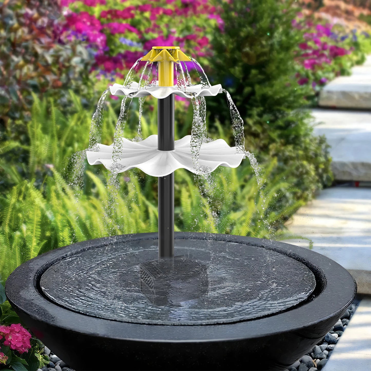 2.5W Solar Fountain Pump Bird Bath Garden Pool Pond Waterfall Fountain Solar Panel Powered Water Pump with 9 Nozzles
