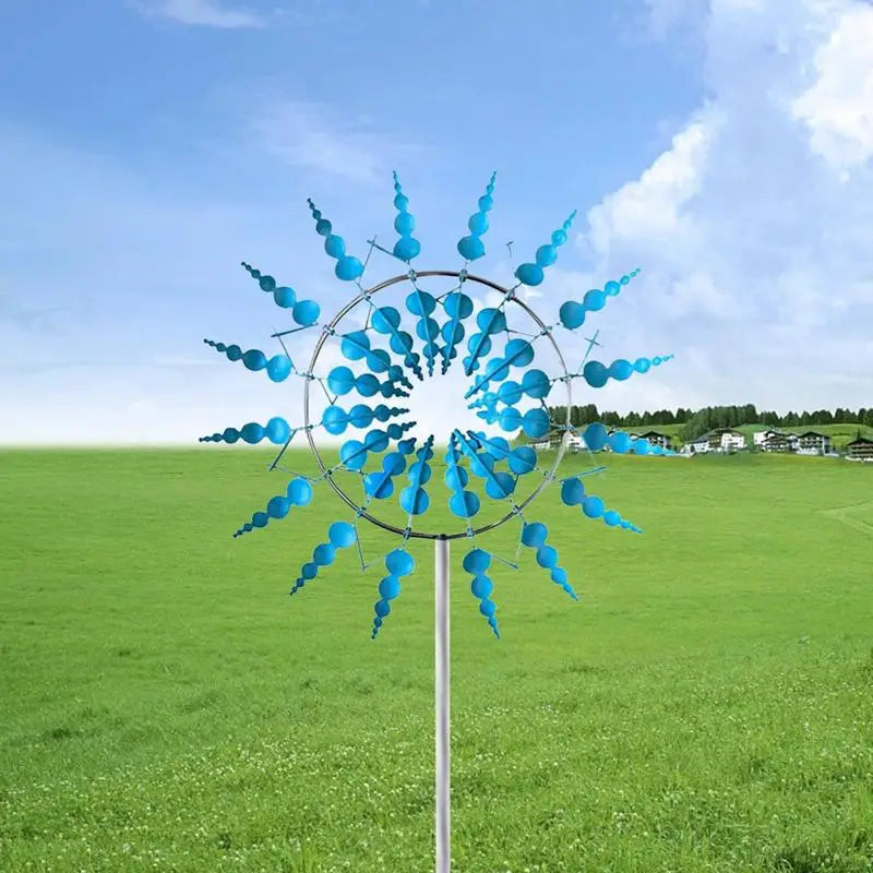 3D Wind Powered Wind Spinners Metal Wind Solar Spinners Garden Iron Windmill Ornaments For Yard And Garden Decor