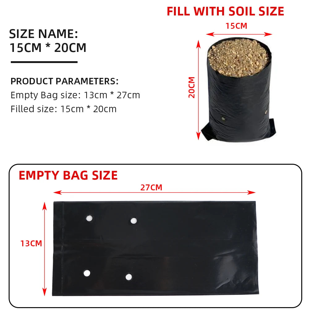 10-100 planting bags PE polybags vegetable nursery bags garden plastic bags peanut thickened planting bags nursery pots
