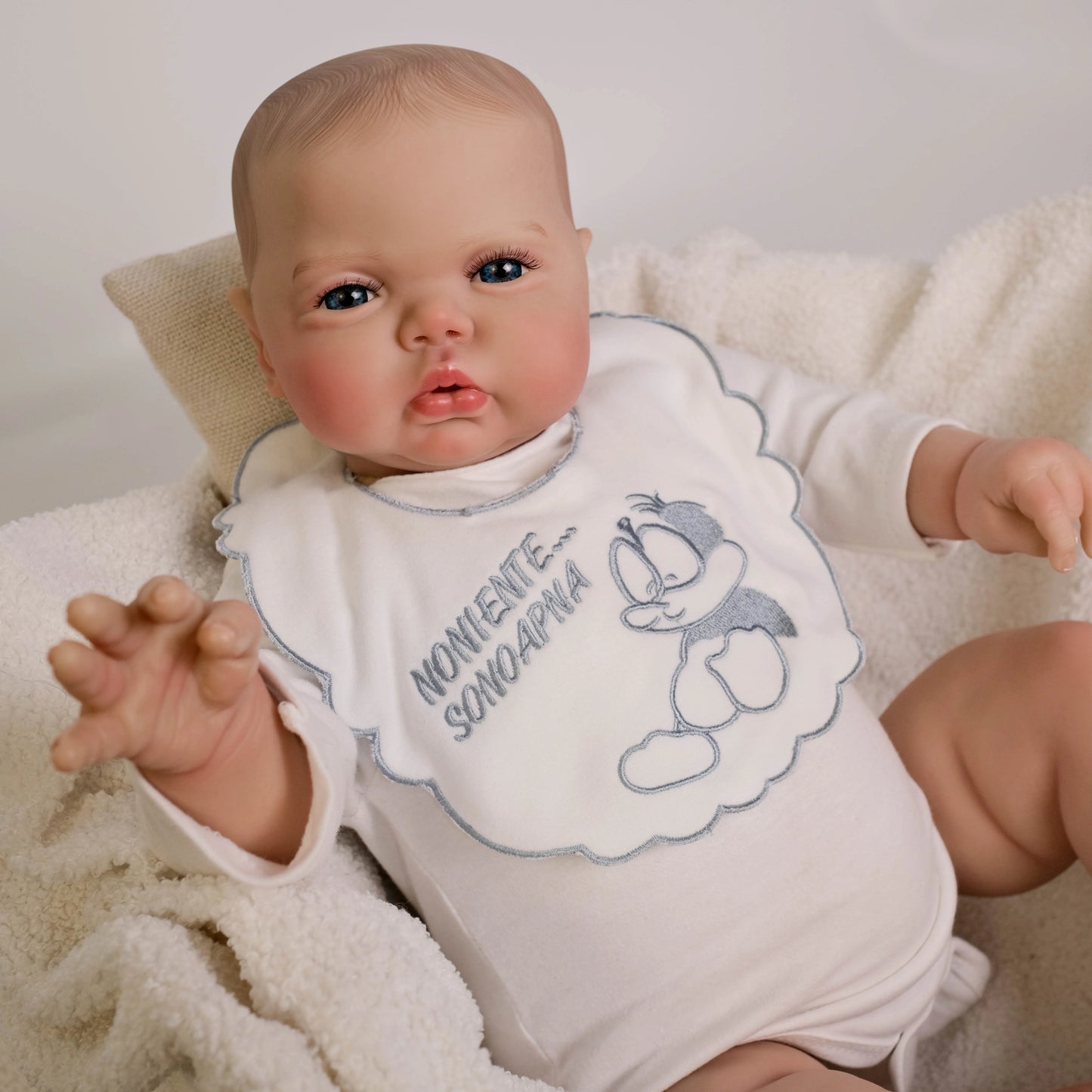 NPK 24Inch pickle Awake Baby boy in Soft Cloth Body Lifelike Reborn Toddler Hand painted Hair Cuddly Baby Doll Baby