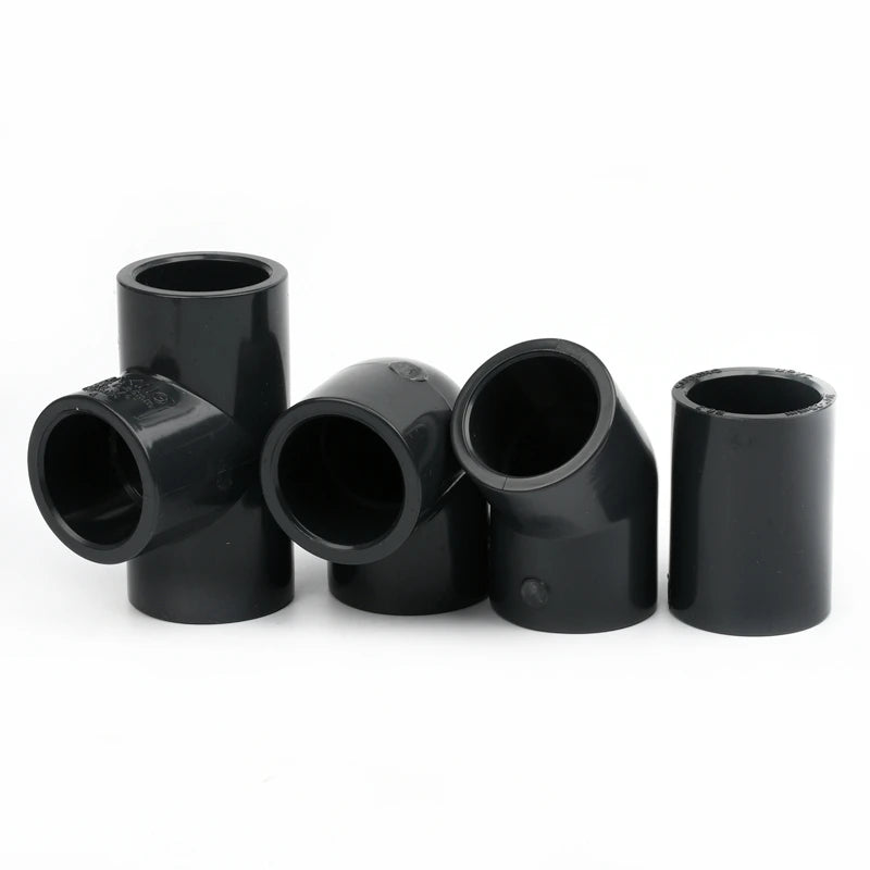 1PC 20~63mm Dark Grey UPVC Pipe Connector Straight Elbow Tee Garden Irrigation DIY Accessories Aquarium Water Tank Supply Joints